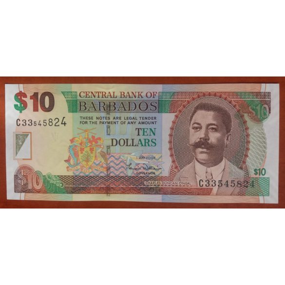 Barbados 10 Dollar 2007 UNC