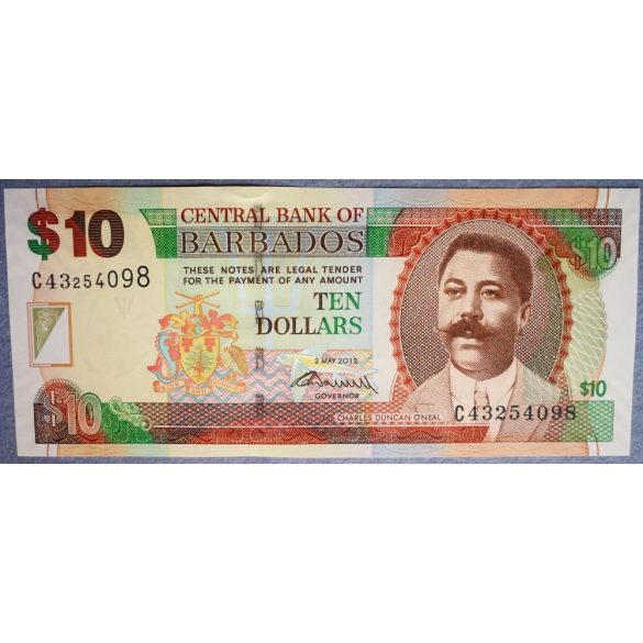 Barbados 10 Dollar 2012 UNC