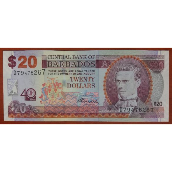 Barbados 20 dollar 2012 UNC emlék 