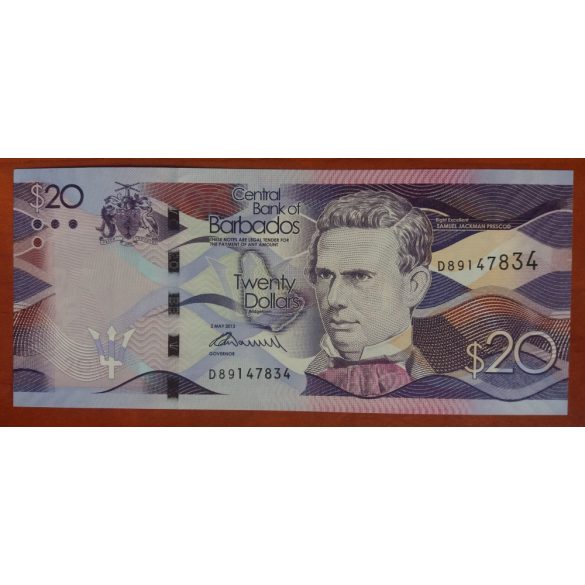 Barbados 20 dollar 2013 UNC