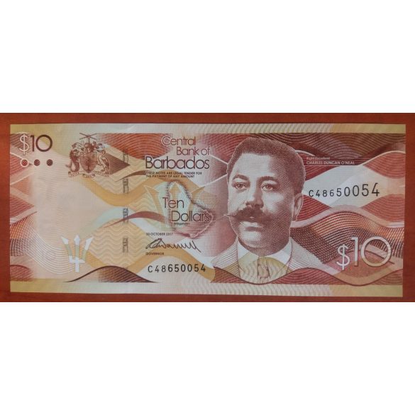 Barbados 10 Dollar 2017 UNC
