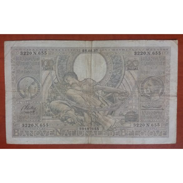 Belgium 100 Francs of 20 Belga 1937 F-