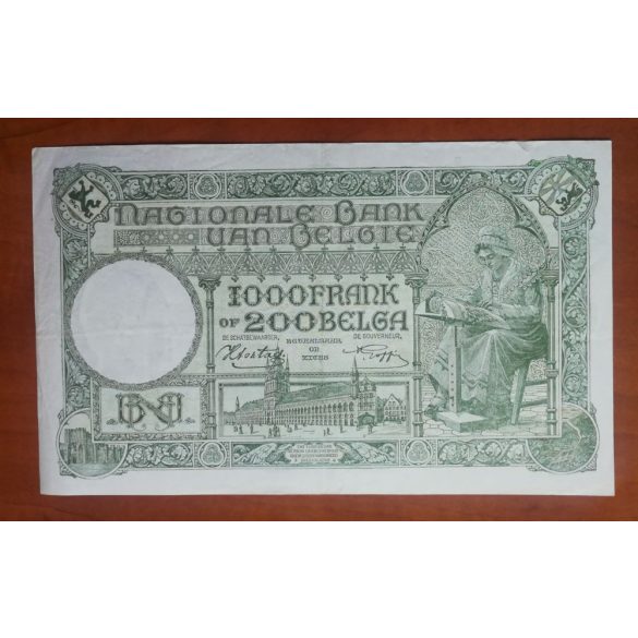 Belgium 1000 Francs/200 Belgas 1943 VF