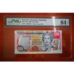 Bermuda 50 Dollars 2000 UNC PMG64 Certified Banknote