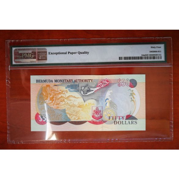 Bermuda 50 Dollars 2000 UNC PMG64 Certified Banknote