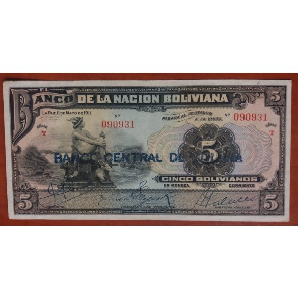 Bolívia 5 Bolivianos 1911 VF+