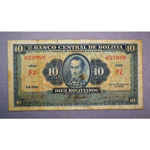 Bolívia 10 Bolivianos 1928 F