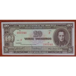 Bolívia 20 Bolivianos 1945 UNC