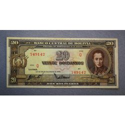 Bolívia 20 Bolivianos 1945 XF