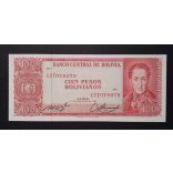 Bolivia 100 Bolivianos 1962 P-164Аa.2 Unc