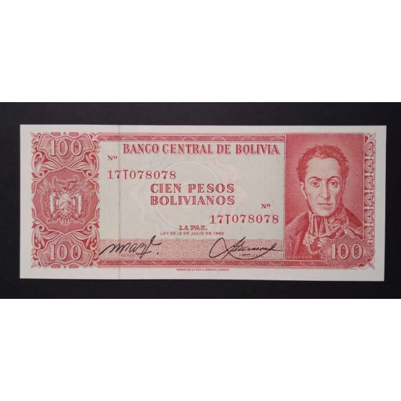 Bolívia 100 Bolivianos 1962 P-164Аa.2 Unc