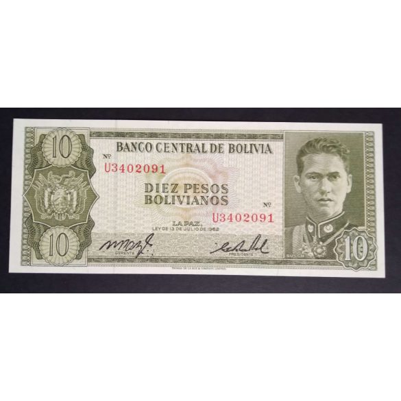 Bolívia 10 Bolivianos 1962 Unc 