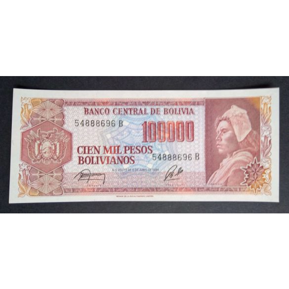 Bolivia 100000 Bolivianos 1984 Unc 