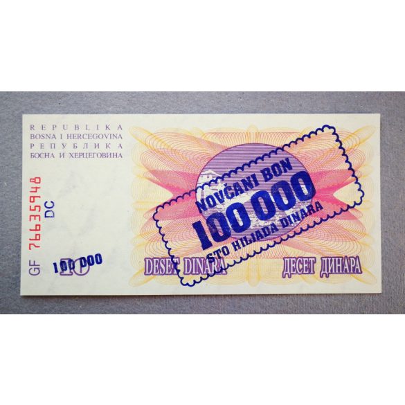 Bosnia and Herzegovina 100000 Dinara 1993 Unc