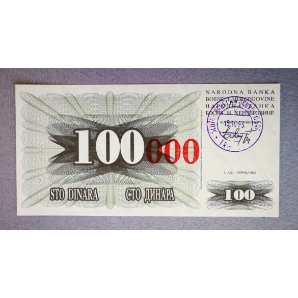 Bosznia-Hercegovina 100000 Dinara 1993 Unc