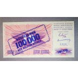 Bosnia and Herzegovina 100000 Dinara 1993 Unc
