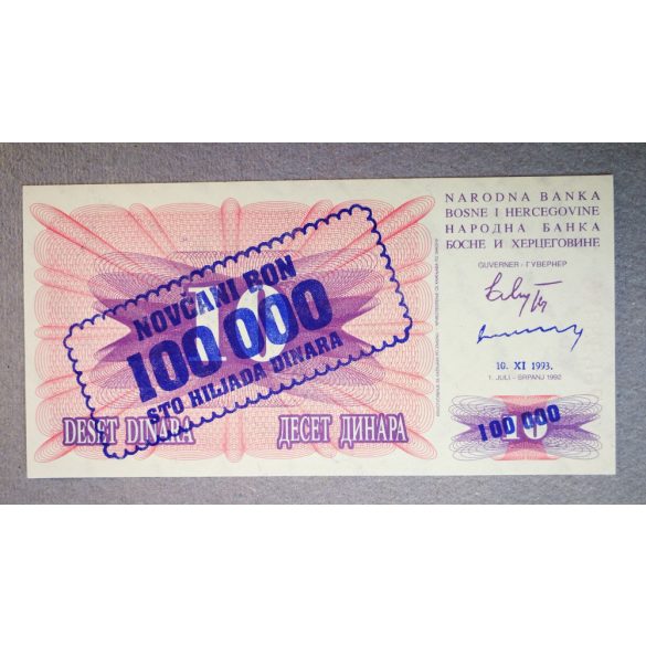 Bosnia and Herzegovina 100000 Dinara 1993 Unc