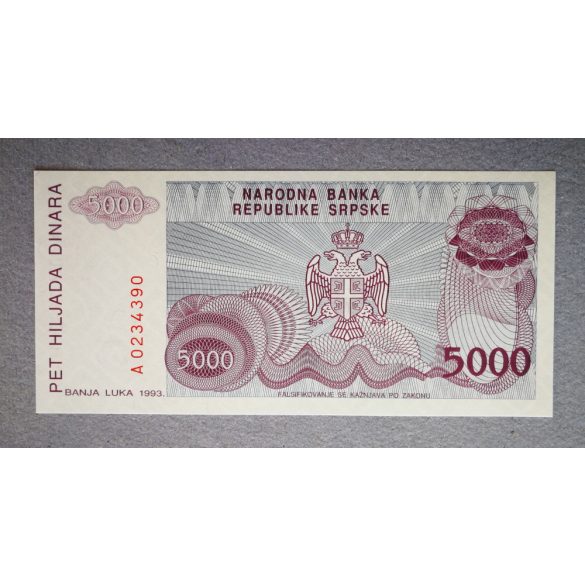 Bosnia and Herzegovina 5000 Dinara 1993 Unc