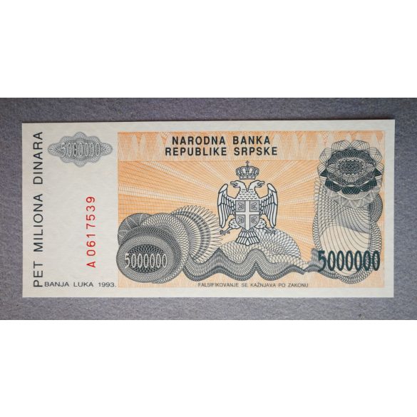Bosnia and Herzegovina 5 million Dinara 1993 Unc