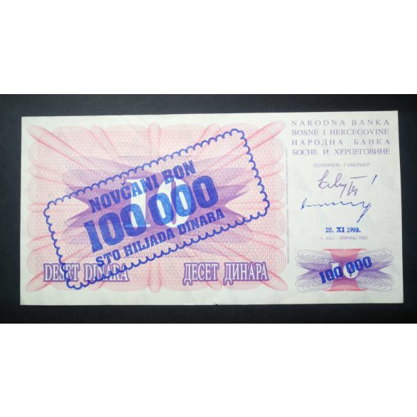 Bosznia-Hercegovina 100000 Dinara 1993 VF+