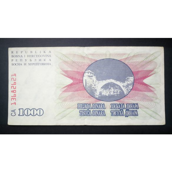 Bosnia and Herzegovina 1000 Dinara 1992 VF