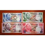 Botswana 2, 5, 10, 20 Pula 1979 Specimen Unc
