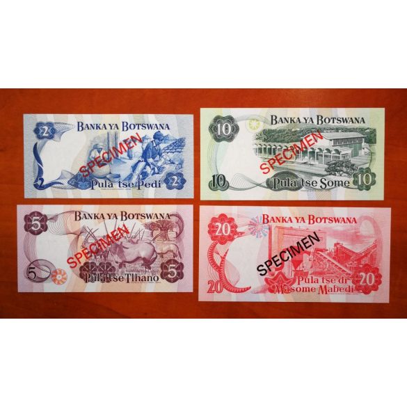 Botswana 2, 5, 10, 20 Pula 1979 Specimen Unc
