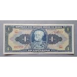 Brazilia 1 Cruzeiro 1944 VF hand-signed