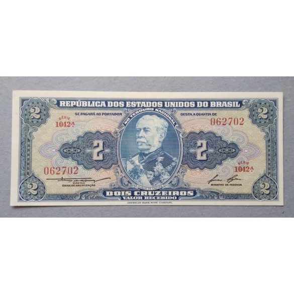 Brazilia 2 Cruzeiros 1954 Unc