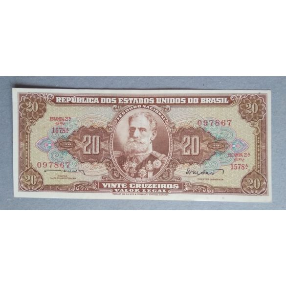 Brazília 20 Cruzeiros 1962 XF+