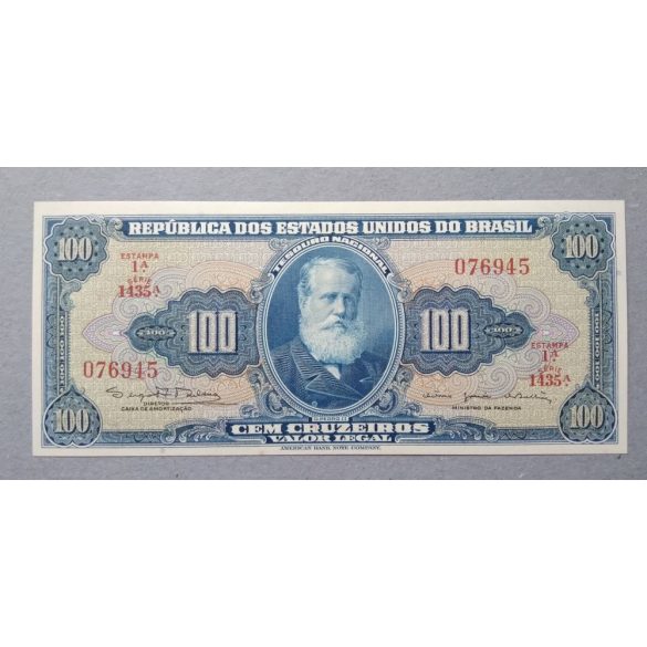 Brazília 100 Cruzeiros 1964 Unc