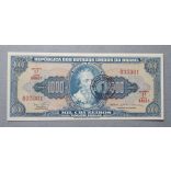 Brazilia 1 Cruzeiro Novo 1000 Cruzeiros overstamp 1966 Unc