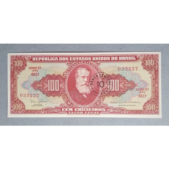 Brazilia 10 Centavos 100 Cruzeiros overstamp 1966 Unc