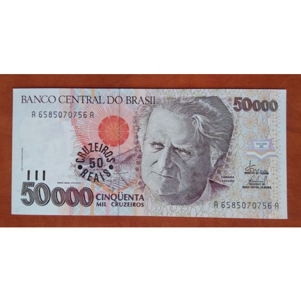 Brazilia 50 Cruzeiros overprint 50000 Cruzeiros 1992-94 Unc