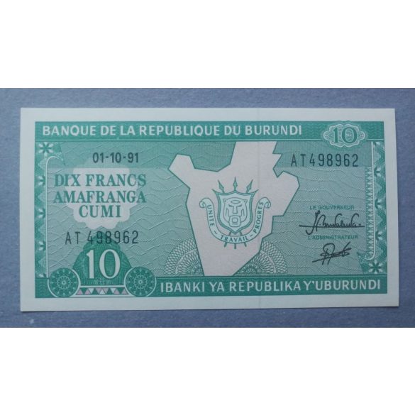 Burundi 10 Francs 1991 UNC