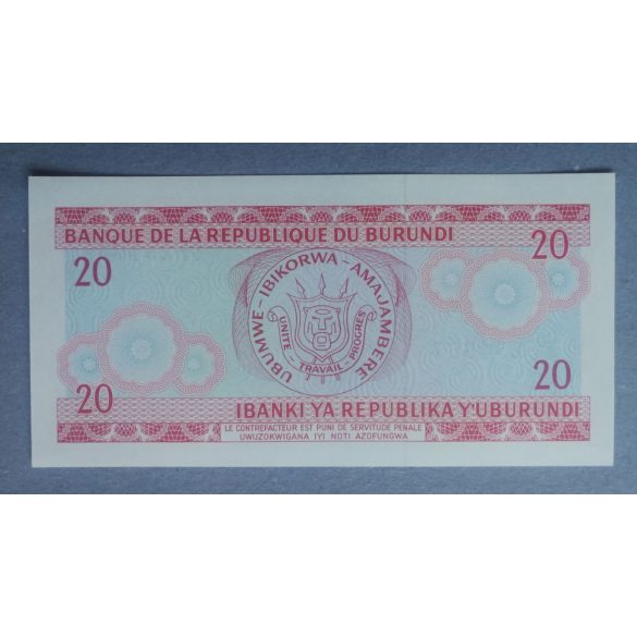 Burundi 20 Francs 1991 UNC
