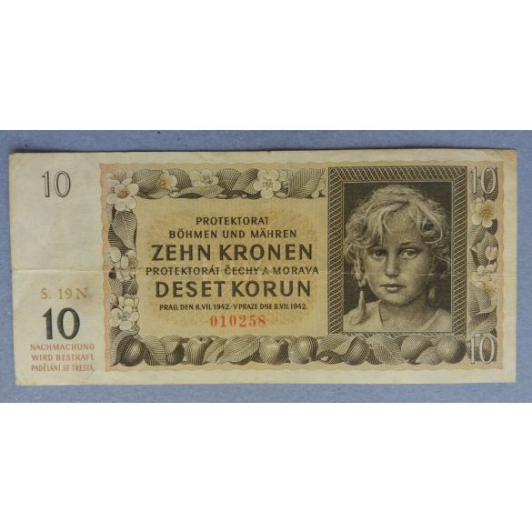 Cseh-Morva Protektorátus 10 Kronen 1942 F