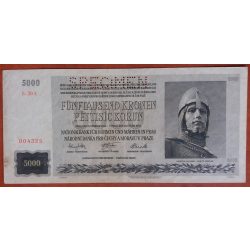 Cseh-Morva Protektorátus 5000 Korun 1944 Specimen XF