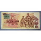 Czech Republic 500 korun 1993 Czechoslovakia 500 Korun 1973 with stamp VF