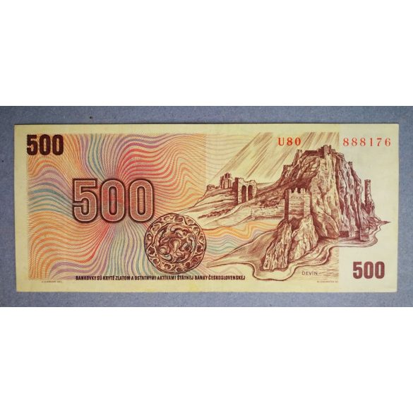 Czech Republic 500 korun 1993 Czechoslovakia 500 Korun 1973 with stamp VF