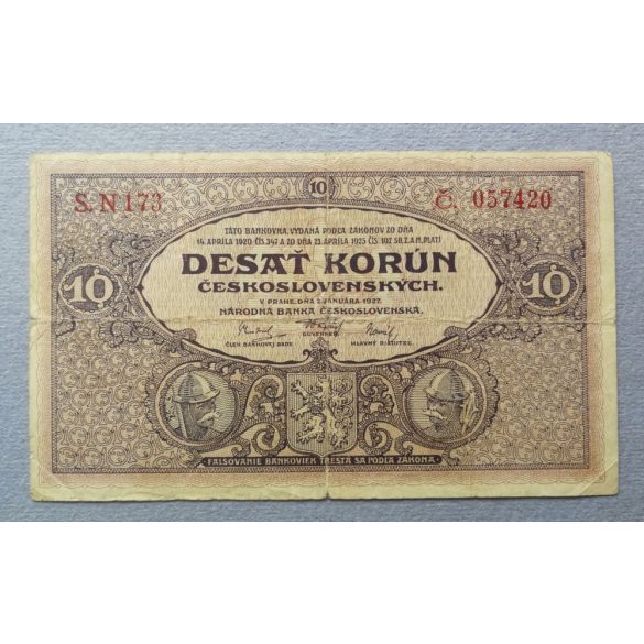 Czechoslovakia 10 Korun 1927 F-