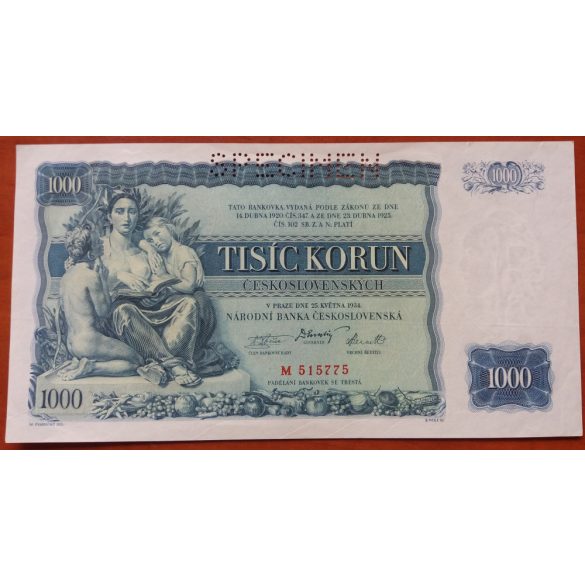 Czechoslovakia 1000 Korun 1934 Specimen XF+