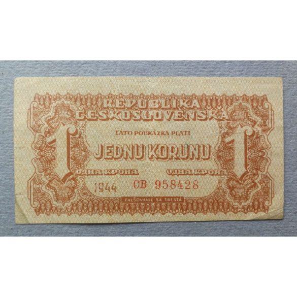 Csehszlovákia 1 Korunu 1944 VF