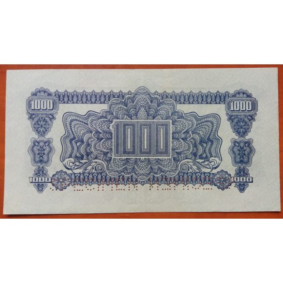 Csehszlovákia 1000 Korun 1944 Specimen XF+ bélyeggel