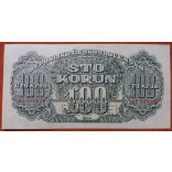 Czechoslovakia 100 Korun 1944 Specimen XF+