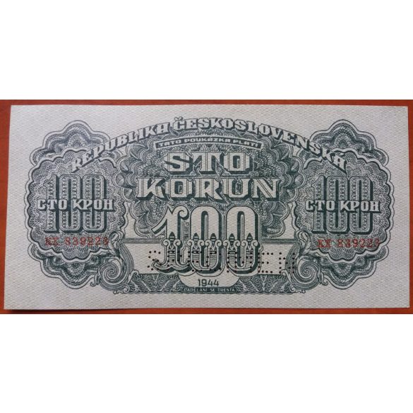 Csehszlovákia 100 Korun 1944 Specimen XF+