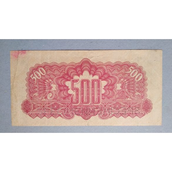 Czechoslovakia 500 Korun 1944 Specimen with Czechoslovakia stamp VF