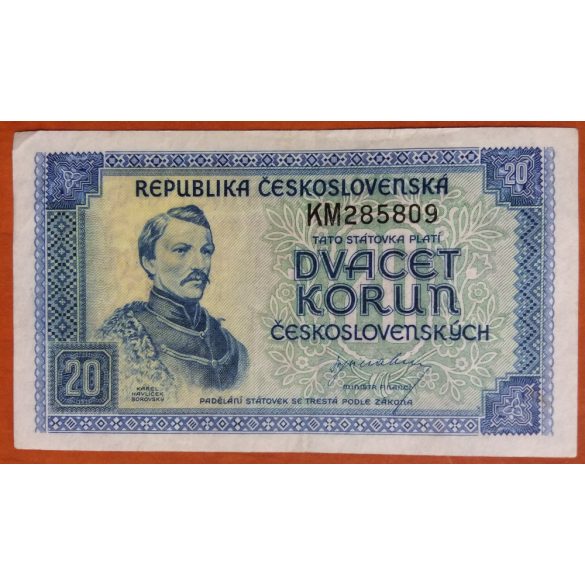 Czechoslovakia 20 Korun 1945 F+