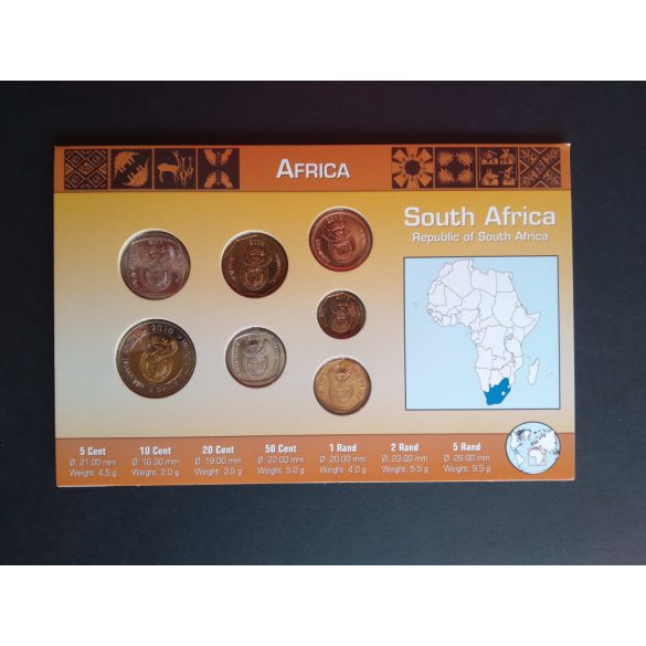 Dél-Afrika forgalmi érmesor, 7 érték 2008-2011 bliszterben