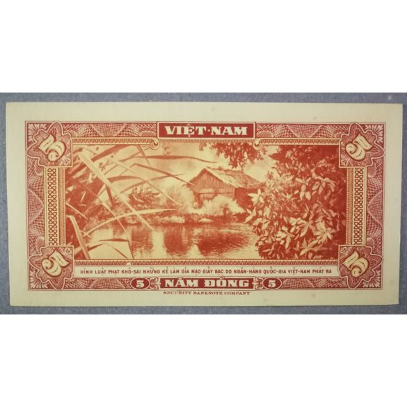 Dél-Vietnám 5 Dong 1955 UNC